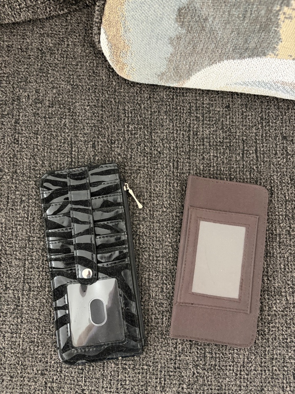 Black zebra card holder + brown checkbook holder